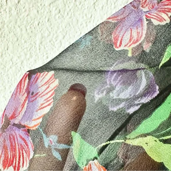 Vintage Holly Harp Ruffle Layered Tiered Floral Dress in Black Size Medium 80s - Picture 10 of 10